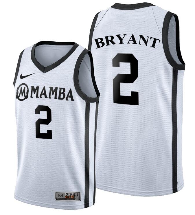 Men's Los Angeles Lakers #2 Kobe Brant“Mamba” White Stitched NBA Jersey Men's Los Angeles Lakers #2 Kobe Brant“Mamba” White Stitched NBA Jersey